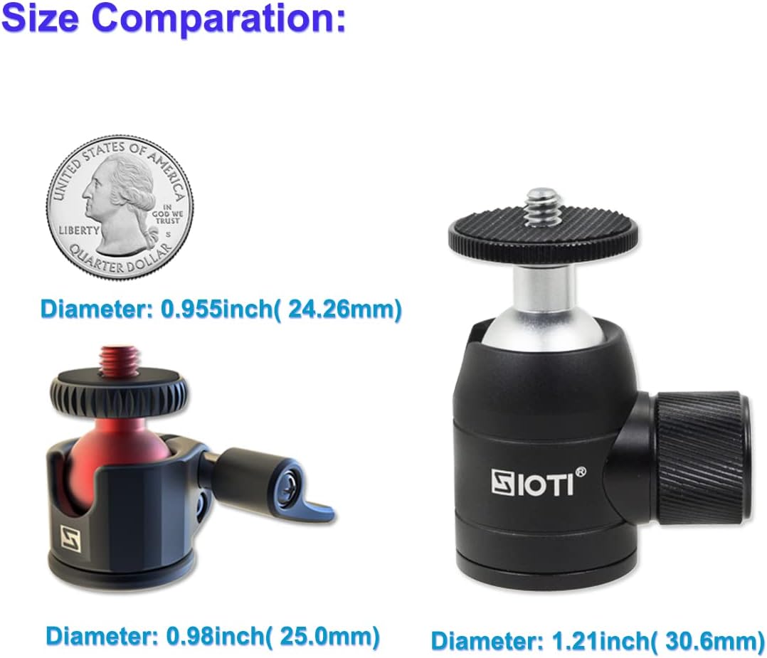 SIOTI Mini Ball Head, Mini Tripod Ball Head, 360 Degree Rotation+Tilting Adjusting, Compatiable with Digital Card Camera/Microphone/Cell Phone/Action Camera/Light LED(Ultra-Mini Ball Head)