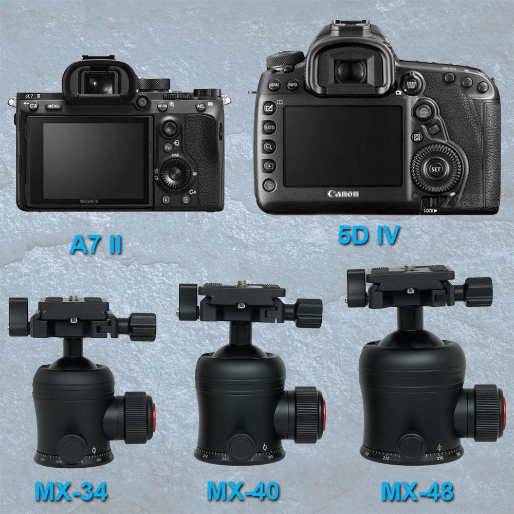SIOTI Ball Head Tripod Mount, Ball Head Camera Mount, Camera Tripod Mount for DSLR Camera, Mirrorless Camera, Camcorder, Telescope, Action Camera, Slider, Tripod (34mm Diameter Ball)