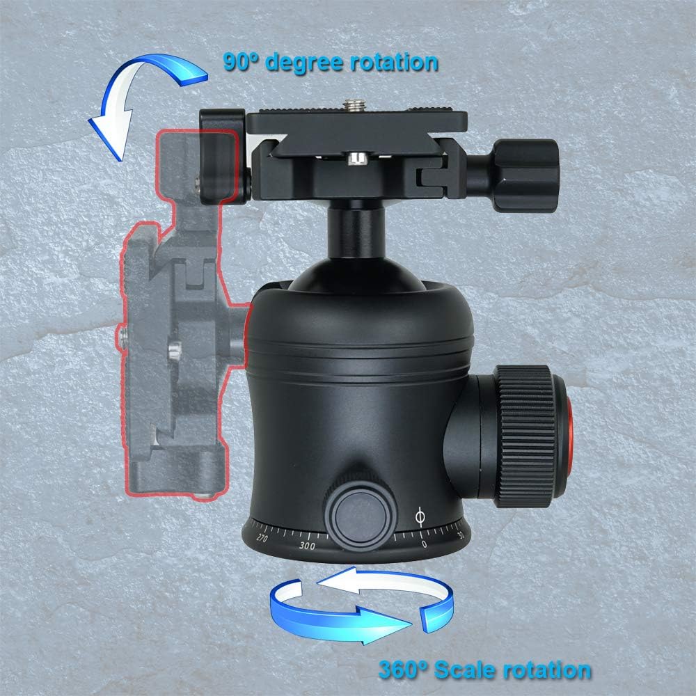 SIOTI Ball Head Tripod Mount, Ball Head Camera Mount, Camera Tripod Mount for DSLR Camera, Mirrorless Camera, Camcorder, Telescope, Action Camera, Slider, Tripod (40mm Diameter Ball)