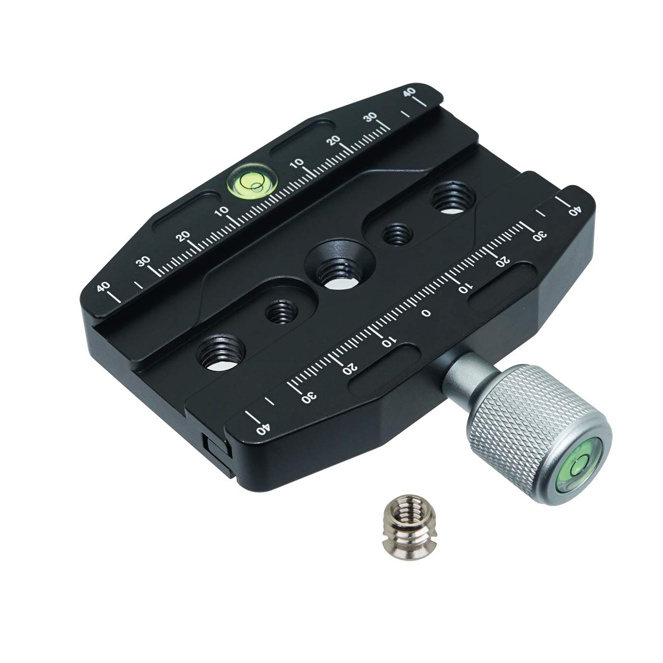 SIOTI Quick Release Plate Mount, Quick Release Plate Clamp, Tripod Ball Head Mount Clamp with 2×Bubble Spirit Level for DSLR, Camcorder, Projector, Heavy Video Camera (70mm QR Clamp)