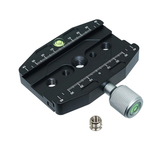 SIOTI Quick Release Plate Mount, Quick Release Plate Clamp, Tripod Ball Head Mount Clamp with 2×Bubble Spirit Level for DSLR, Camcorder, Projector, Heavy Video Camera (70mm QR Clamp)