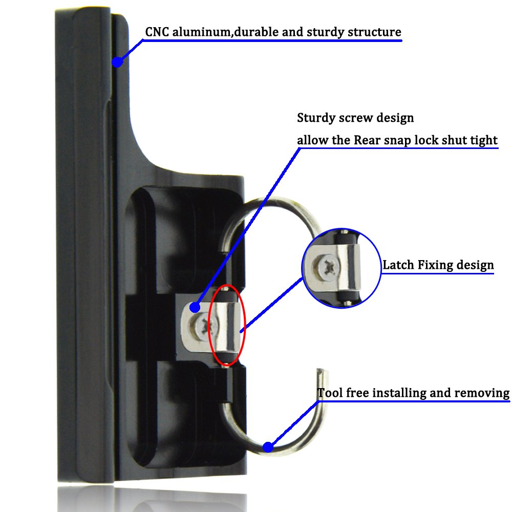 SIOTI Aluminum Replacement Lock Buckle Mount Rear Snap Latch for GoPro Hero 3+ 4 Camera Standard Underwater Waterproof Skeleton Housing Case with Easy Unlocking Tool (Black)