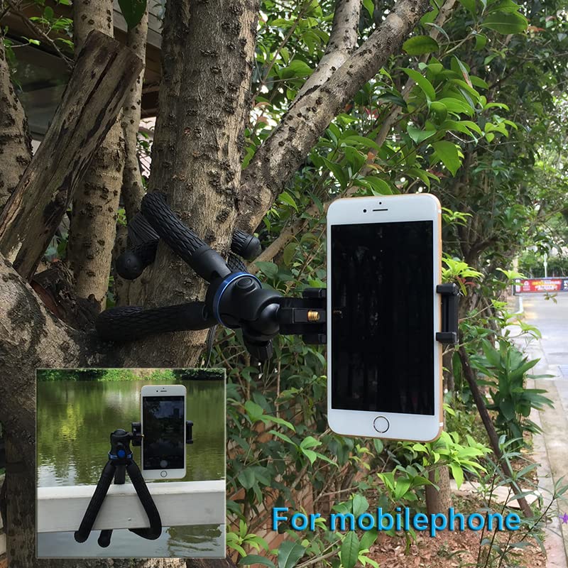 SIOTI Mini Tripod, Flexible and Portable, with Adjustable Mobile Phone Bracket, Compatible with Mobile Phone, Camera, Action Camera, Projector,Monitor, Light(Blue)