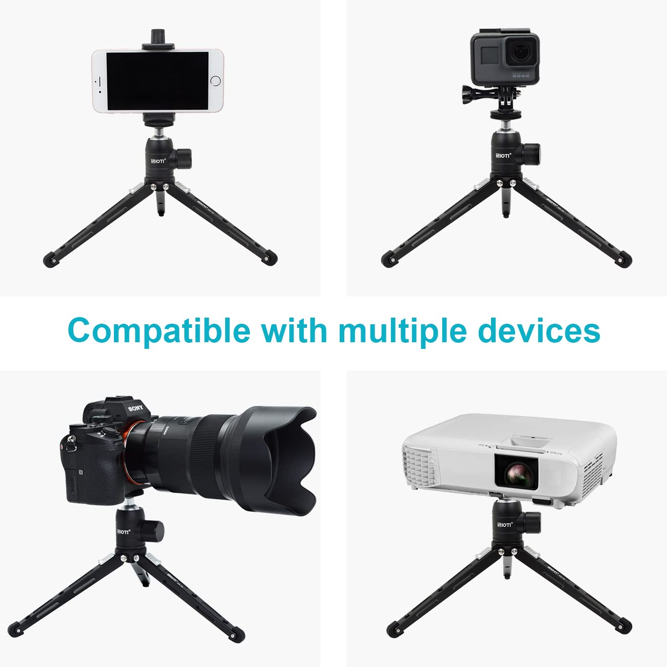 SIOTI Mini Tripod Stand Camera, Portable Tabletop Tripod Stand, Alumina Material & Lightweight, Compatialble for DSLR, SLR,Camcorder, Projector, Mobile Cellphone, Action Camera, Gopro, Webcam