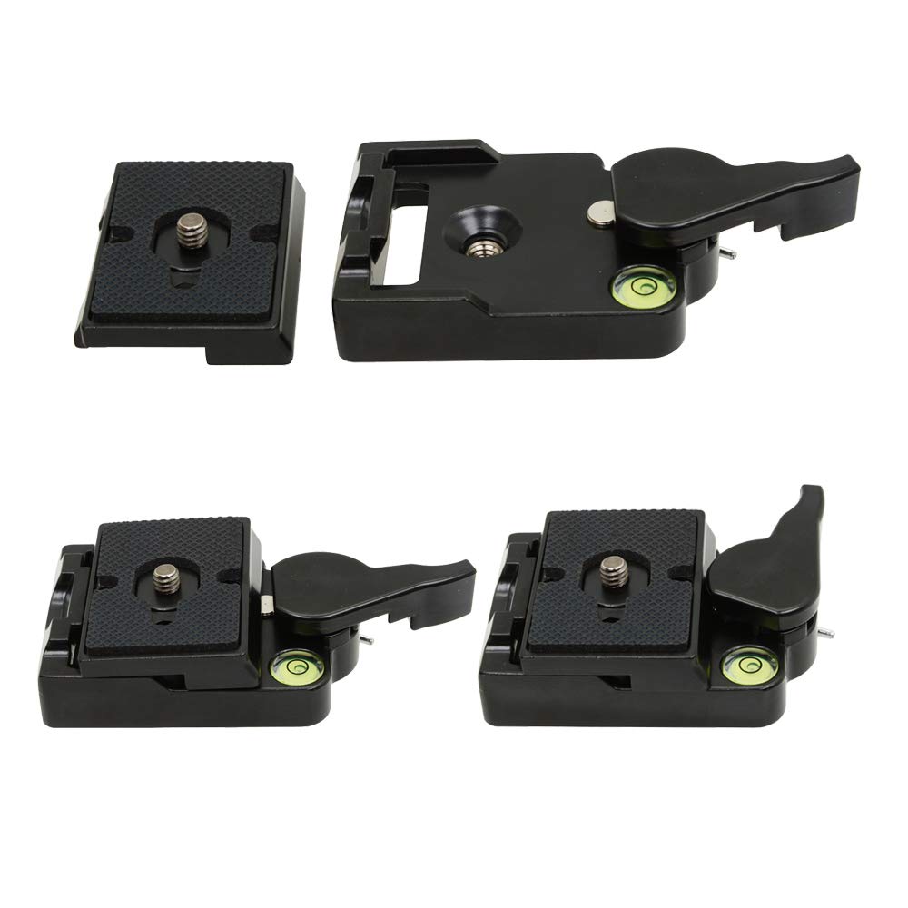 SIOTI 323 Quick Release Plate, 200PL-14 RC2 Quick Release Plate with 1/4"-20 Screw and 3/8" Bushing Adapter Compatible for MFTO Tripods Head with RC2 Rapid Connect System Include