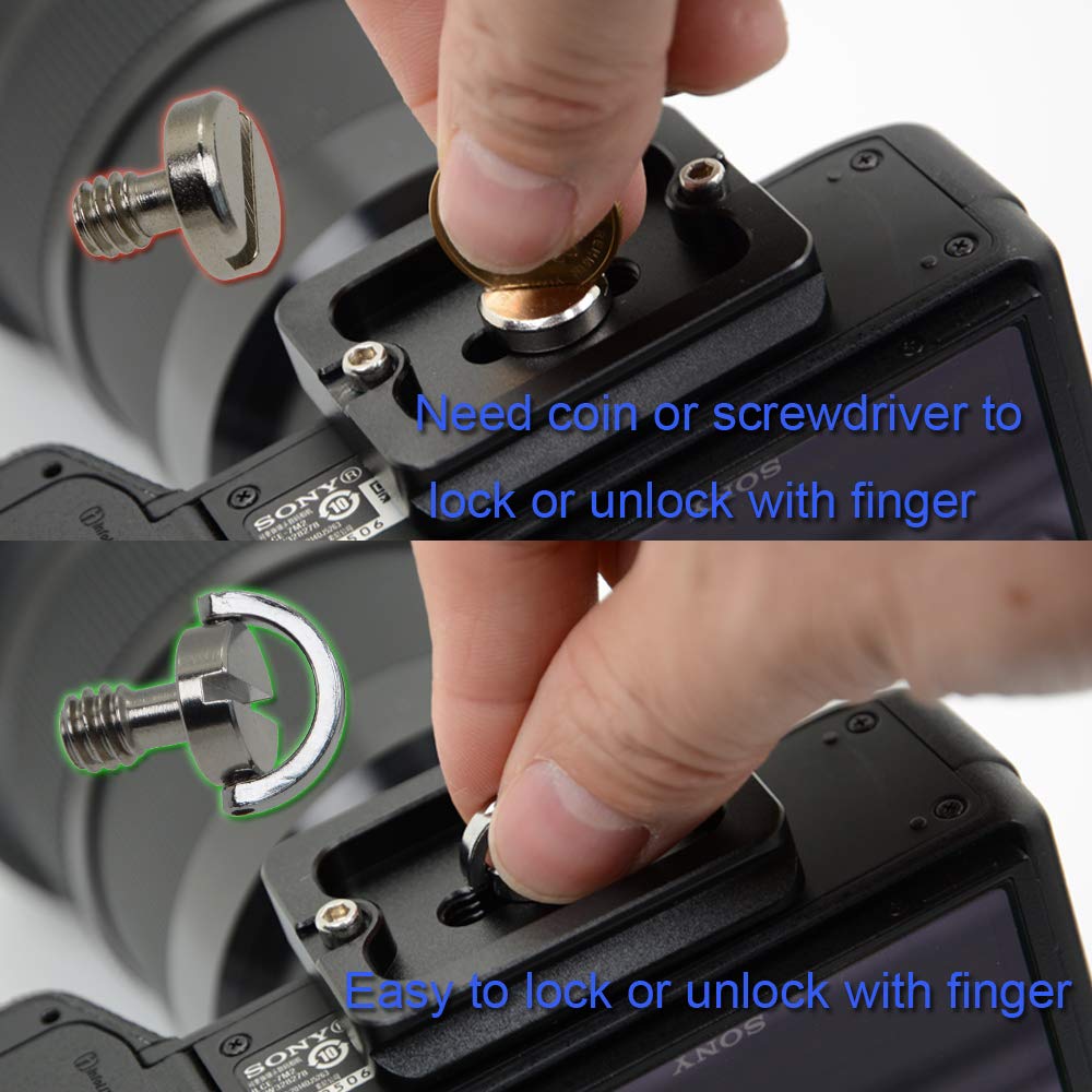 SIOTI Quick Release Plate, PU70+PU60+PU50 Universal Quick Release Plate kit, 1/4" Quick Release Screw Mount with 3Pieces Packed +2Pieces 1/4" to 3/8 Adapter Screw, Compatiable with Arca/Swiss S