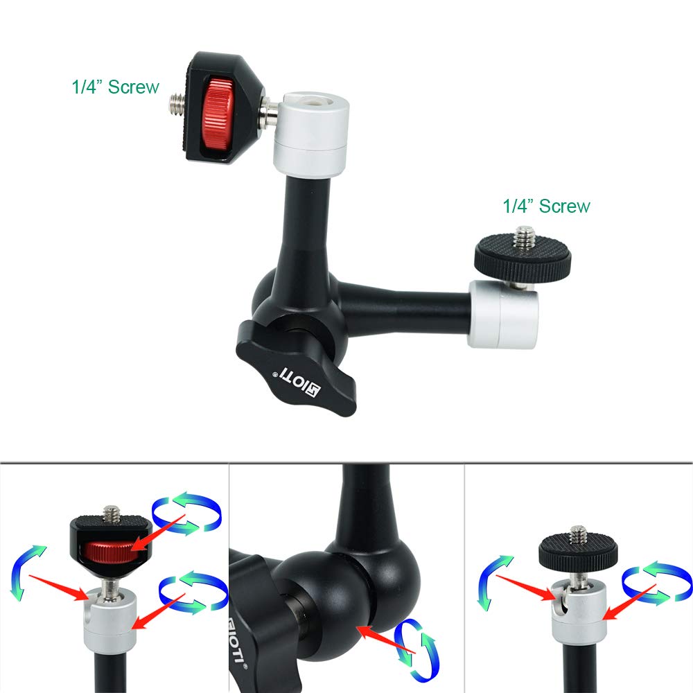 SIOTI 7 Inch Magic Arm, Articulating Magic Friction Arm, Mini Friction Arm, Tripod Extension Arm Clamp with 1/4" Mount for Camera Accessories Extension (7 Inch Magic Arm)