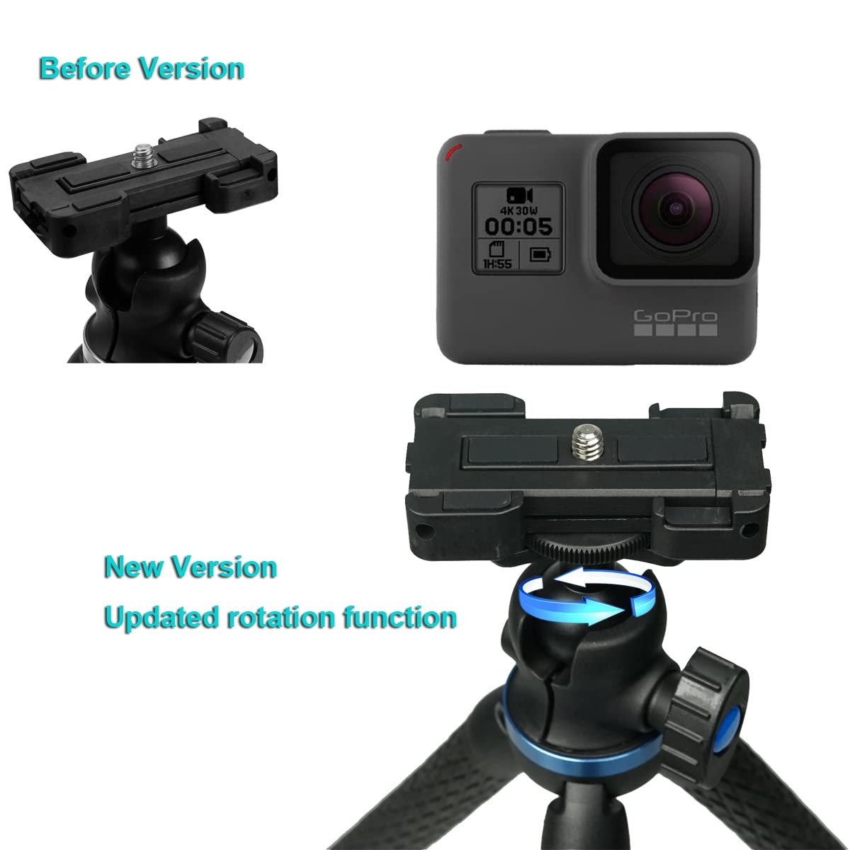SIOTI Mini Tripod, Flexible and Portable, with Adjustable Mobile Phone Bracket, Compatible with Mobile Phone, Camera, Action Camera, Projector,Monitor, Light(Blue)