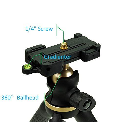 SIOTI Mini Tripod, Flexible and Portable, with Adjustable Mobile Phone Bracket, Compatible with Mobile Phone, Camera, Action Camera, Projector, Monitor, Light(Silver)