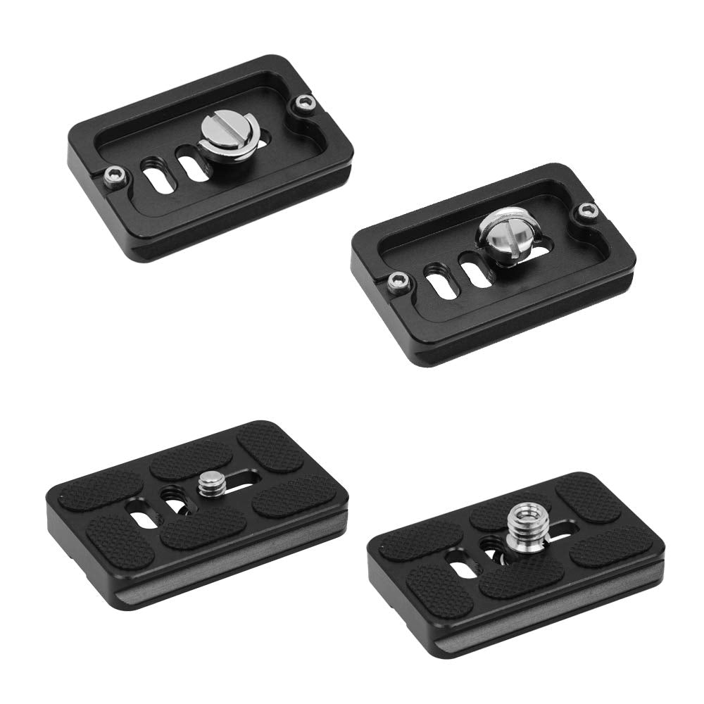 SIOTI Quick Release Plate, PU60 universal quick release plate universal kit, 1/4" Quick Release Screw Mount with 2Pieces Packed +2Pieces 1/4" to 3/8 Adapter Screw, Compatiable with Arc (QR Plate 60mm)