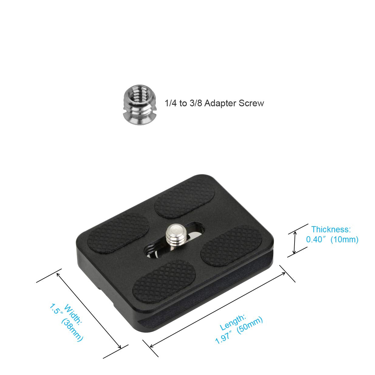 SIOTI Quick Release Plate, PU60 universal quick release plate universal kit, 1/4" Quick Release Screw Mount with 2Pieces Packed +2Pieces 1/4" to 3/8 Adapter Screw, Compatiable with Arc (QR Plate 60mm)