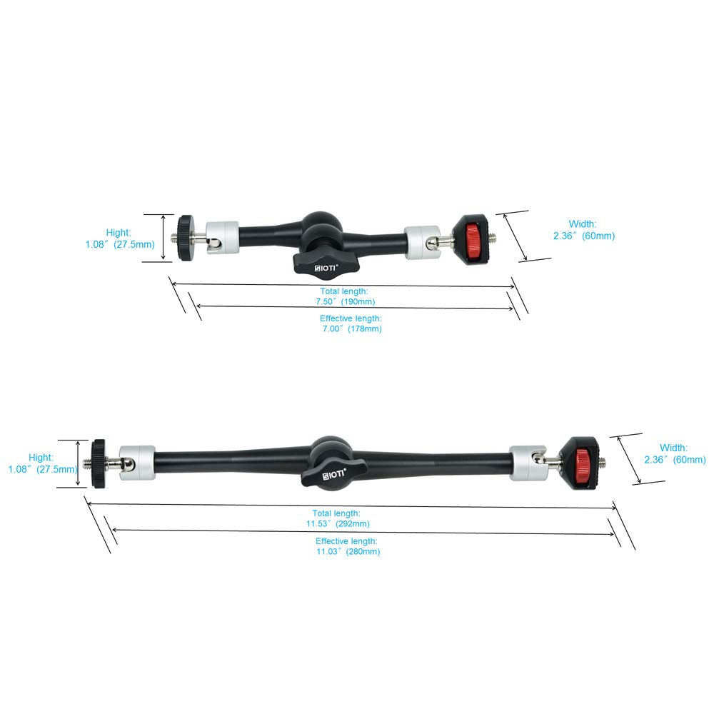SIOTI 7 Inch Magic Arm, Articulating Magic Friction Arm, Mini Friction Arm, Tripod Extension Arm Clamp with 1/4" Mount for Camera Accessories Extension (7 Inch Magic Arm)