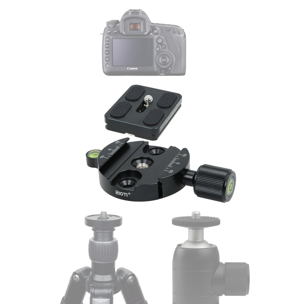 SIOTI Quick Plate Adapter with PU50 Quick Release Plate Compatible with RRS/ARCA Ball Head or Any Tripod Head/Tripod with 1/4" or 3/8" Mount