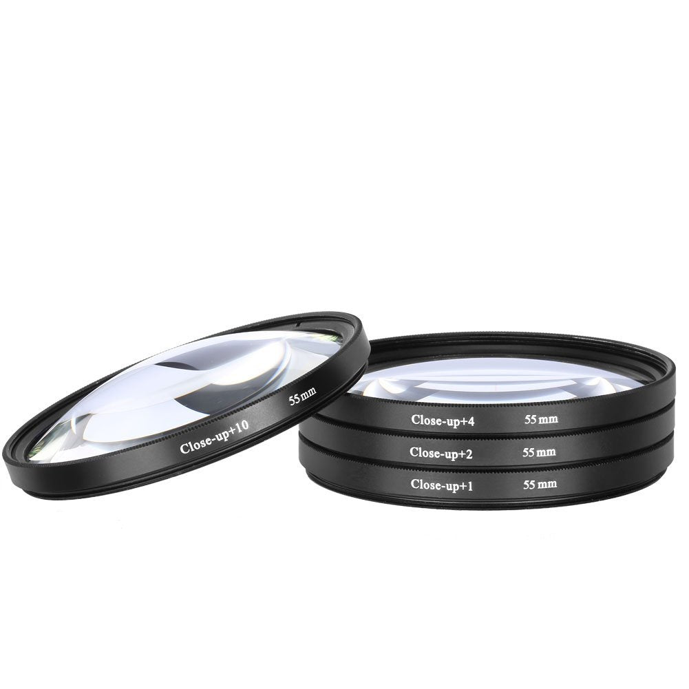 Close Up Macro Lens Filter(+1 / +2 / +4 / +10) Diopter Filters Set for Camera Lens
