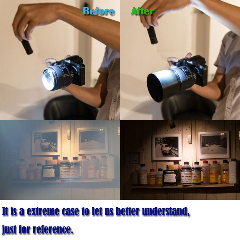 SIOTI Camera Metal Lens Hood with Cleaning Cloth and Lens Cap