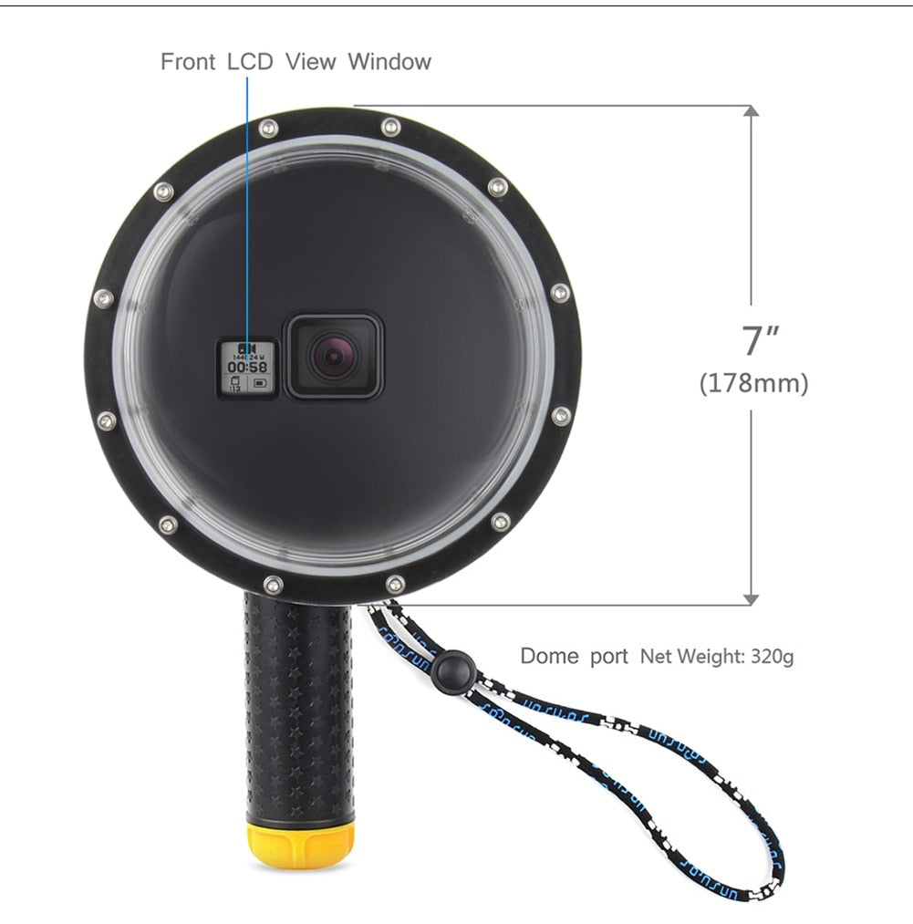 Waterproof Dome Port Diving Lens Cover Case with Pistol Trigger Grip for GoPro Hero 5 6 7