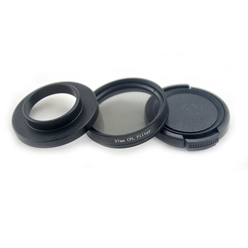For Yi II 4K Action Camera 3in1 Optical Glass 37mm Filter CPL Lens+Adapter+Lens Cap For Yi 2 4K Camera