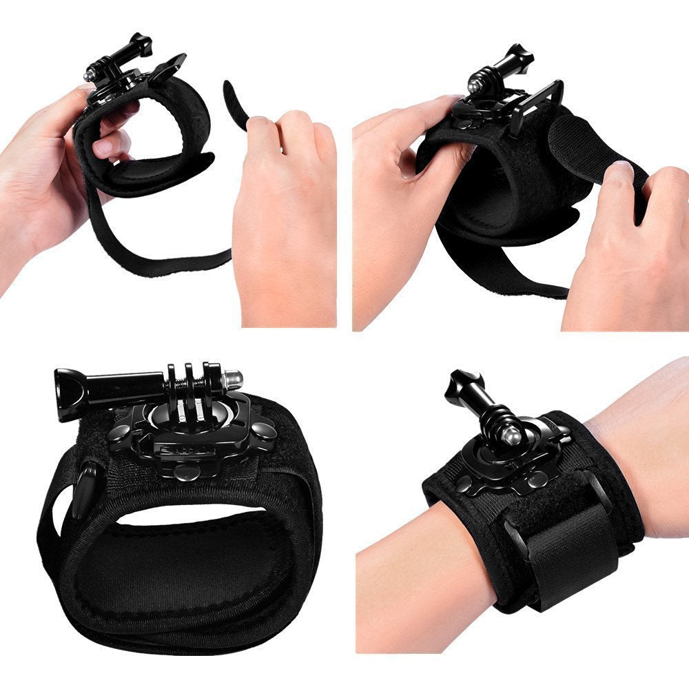 360 Degree Rotating Glove Style Camera Wrist Strap Hand Mount with Screw for Action Camera