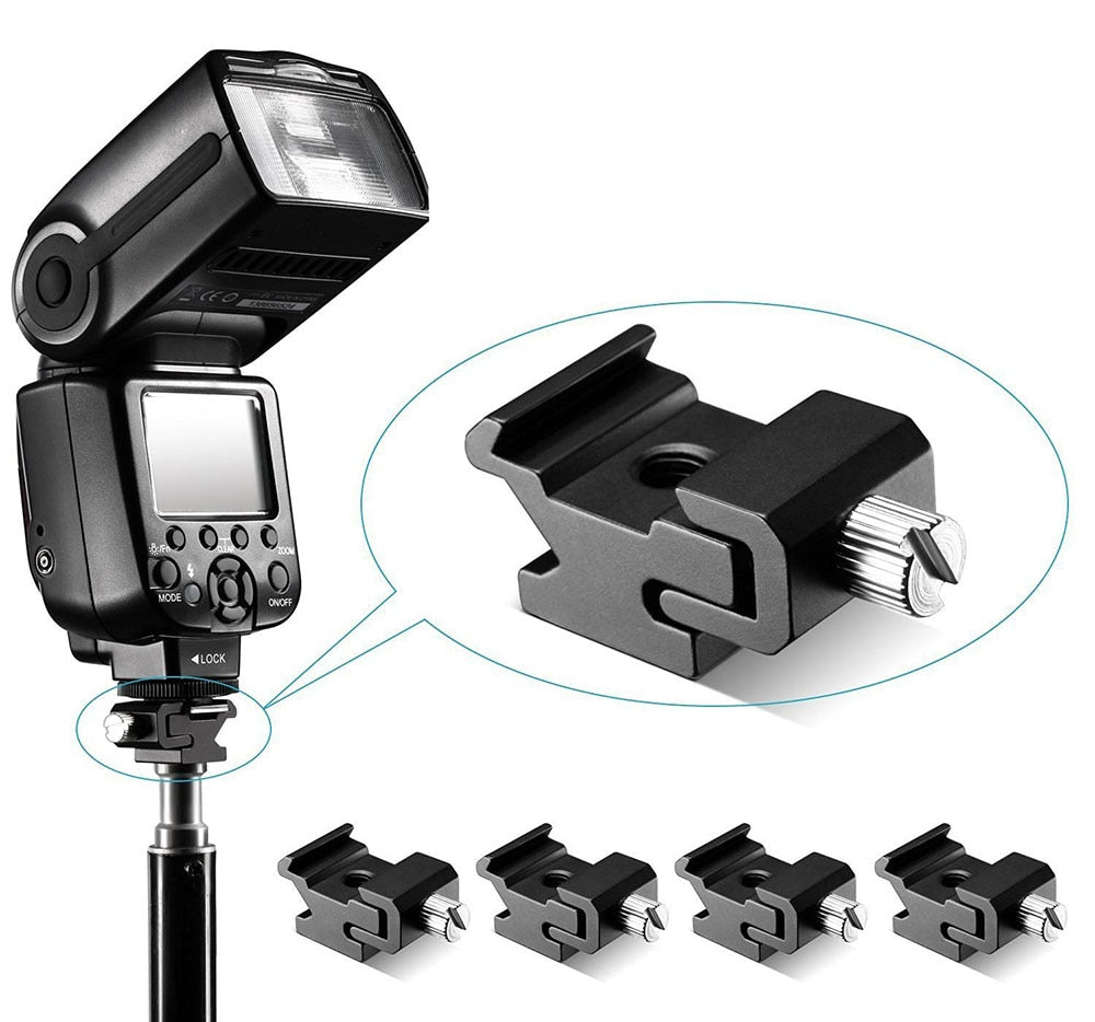Metal Cold Shoe Flash Stand Adapter with 1/4-inch -20 Tripod Screw