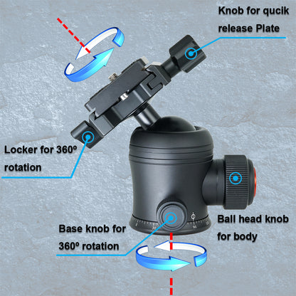 SIOTI Ball Head Tripod Mount, Ball Head Camera Mount, Camera Tripod Mount for DSLR Camera, Mirrorless Camera, Camcorder, Telescope, Action Camera, Slider, Tripod (34mm Diameter Ball)