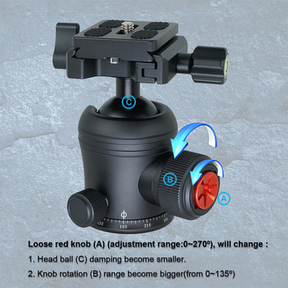 SIOTI Ball Head Tripod Mount, Ball Head Camera Mount, Camera Tripod Mount for DSLR Camera, Mirrorless Camera, Camcorder, Telescope, Action Camera, Slider, Tripod (34mm Diameter Ball)