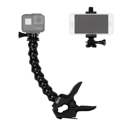 SIOTI Jaws Flex Clamp Mount with Adjustable Goose Neck and Cellphone Tripod Adapter Mount Compatible with GoPro Hero 11, 10, 9, 8, 7, 6, 5, 4, Session,Hero Cameras and DJI Osmo Action Cameras
