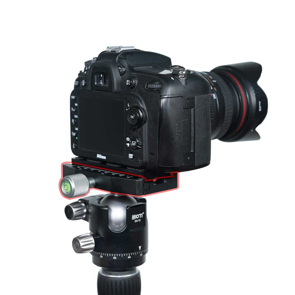 SIOTI Tripod Ball Head Mount Clamp, Quick Release Plate Clamp, Quick Release Plate Mount with 2×Bubble Spirit Level for DSLR, Camcorder, Projector, Heavy Video Camera (110mm QR Clamp)