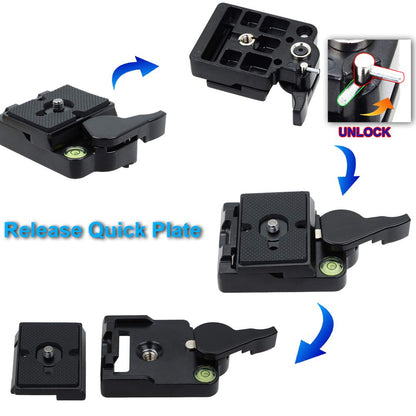 SIOTI 323 RC2 Quick Release Plate Adapter, Rapid Connect Adapter with Quick Release Plate for Man frotto Monopod, Manfrotto Tripod, or Other Ball Head and Tripod