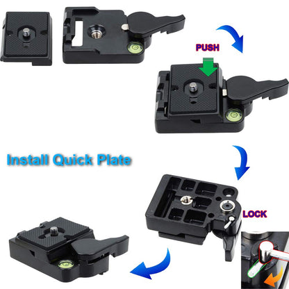 SIOTI 323 RC2 Quick Release Plate Adapter, Rapid Connect Adapter with Quick Release Plate for Man frotto Monopod, Manfrotto Tripod, or Other Ball Head and Tripod