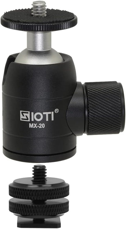 SIOTI Tripod Mini Ball Head Tripod Mount Head-Metal Ballhead 360° Pan 90° Tilt Tripod Mount with 1/4" Screw for Digital Camera/Compact DSLR/Cell Phone/Monopod/Gopro/Light Stand/Light House