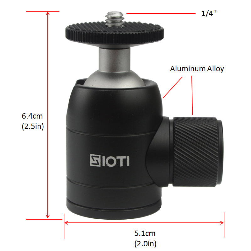 SIOTI Tripod Mini Ball Head Tripod Mount Head-Metal Ballhead 360° Pan 90° Tilt Tripod Mount with 1/4" Screw for Digital Camera/Compact DSLR/Cell Phone/Monopod/Gopro/Light Stand/Light House