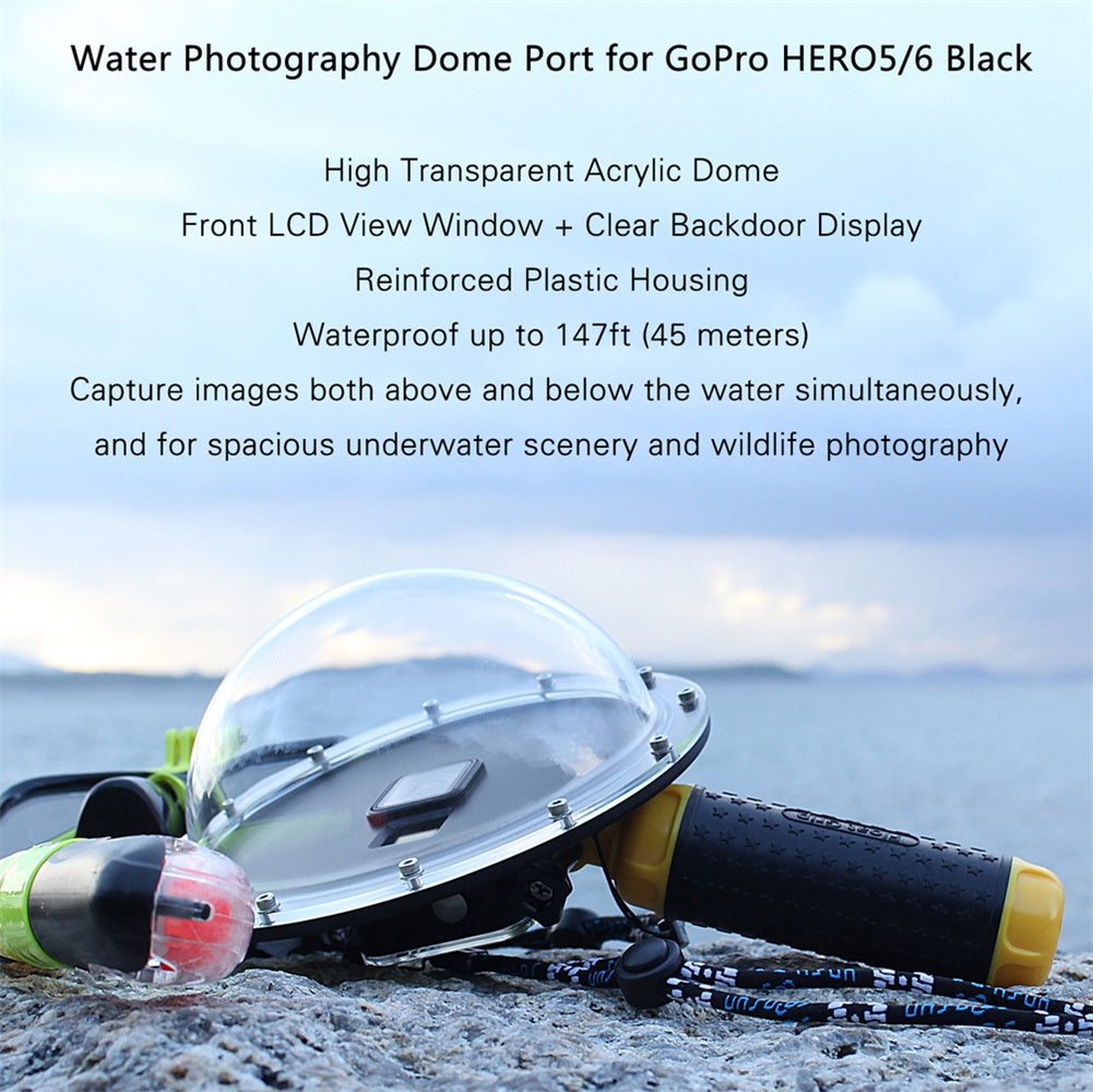Waterproof Dome Port Diving Lens Cover Case with Pistol Trigger Grip for GoPro Hero 5 6 7
