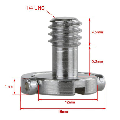 Stainless Steel D Shaft D-ring 1/4" Camera Screw